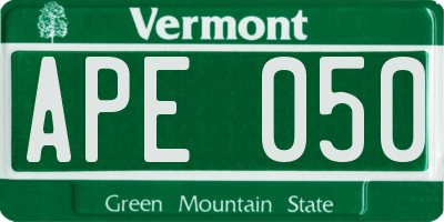 VT license plate APE050