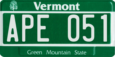 VT license plate APE051