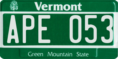 VT license plate APE053