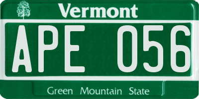 VT license plate APE056