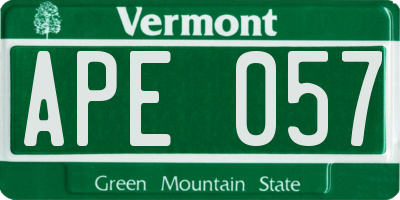 VT license plate APE057