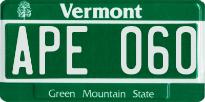 VT license plate APE060