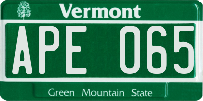 VT license plate APE065