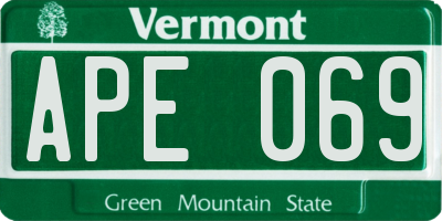 VT license plate APE069