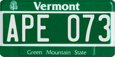 VT license plate APE073