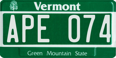 VT license plate APE074