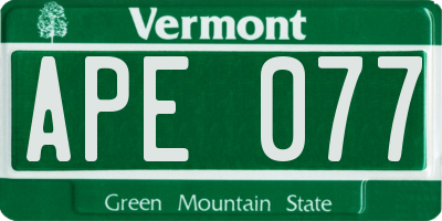 VT license plate APE077