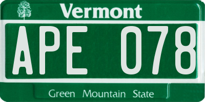 VT license plate APE078