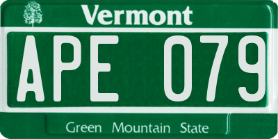 VT license plate APE079