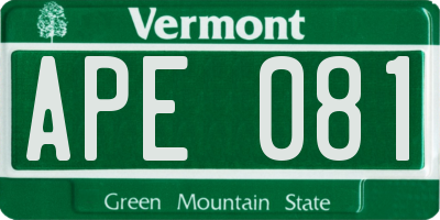 VT license plate APE081