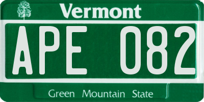 VT license plate APE082