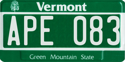 VT license plate APE083
