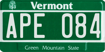 VT license plate APE084