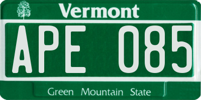VT license plate APE085