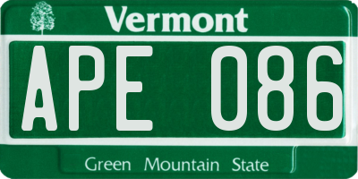 VT license plate APE086