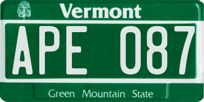 VT license plate APE087