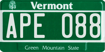 VT license plate APE088
