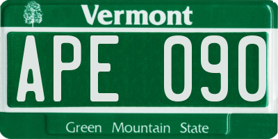 VT license plate APE090