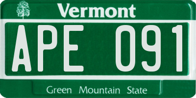 VT license plate APE091