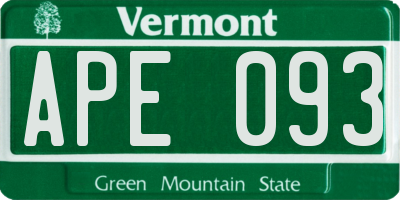 VT license plate APE093