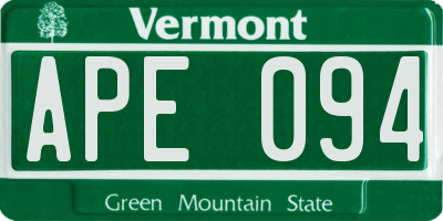 VT license plate APE094