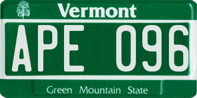 VT license plate APE096