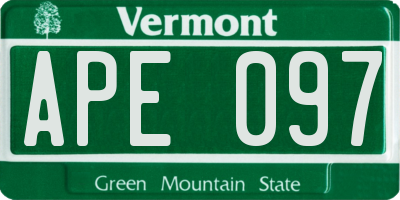 VT license plate APE097