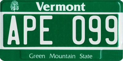 VT license plate APE099