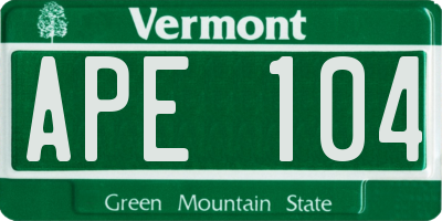 VT license plate APE104