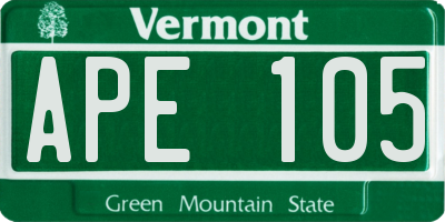 VT license plate APE105