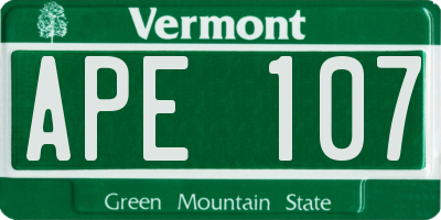VT license plate APE107