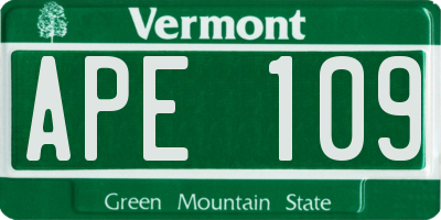 VT license plate APE109