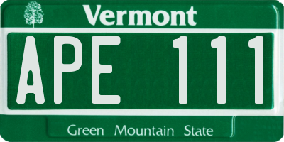 VT license plate APE111