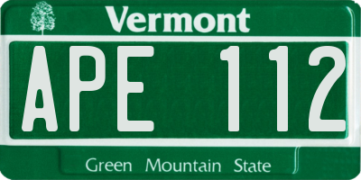 VT license plate APE112
