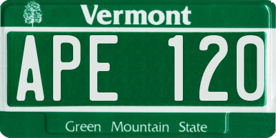 VT license plate APE120