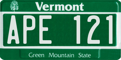 VT license plate APE121