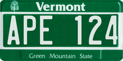 VT license plate APE124