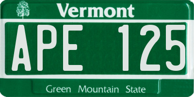 VT license plate APE125
