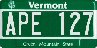 VT license plate APE127