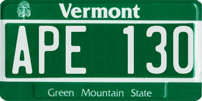 VT license plate APE130