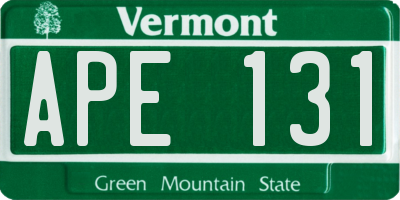 VT license plate APE131