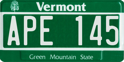 VT license plate APE145