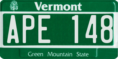 VT license plate APE148