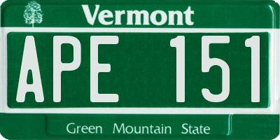 VT license plate APE151