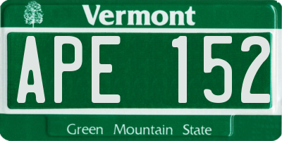 VT license plate APE152
