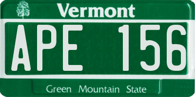 VT license plate APE156