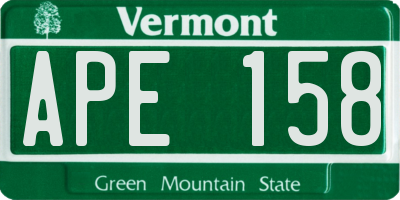 VT license plate APE158