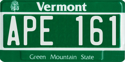 VT license plate APE161