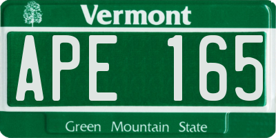 VT license plate APE165
