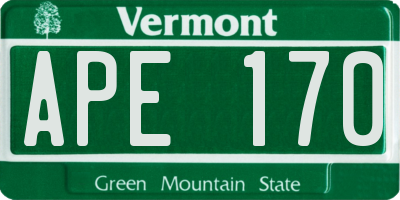 VT license plate APE170
